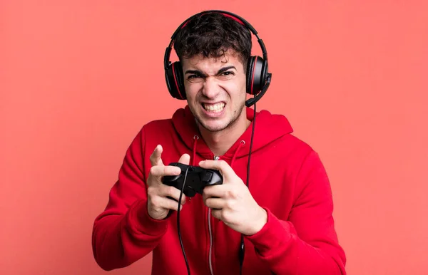 Adult Man Headset Control Gamer Concept — Foto Stock