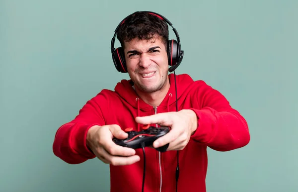 Adult Man Headset Control Gamer Concept — Stok fotoğraf