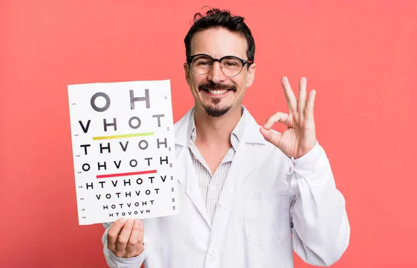 Adult Man Feeling Happy Showing Approval Okay Gesture Optical Vision — Foto Stock