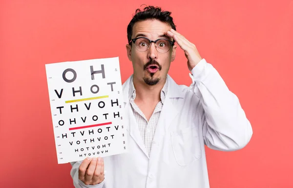 Adult Man Looking Happy Astonished Surprised Optical Vision Test Concept — Stockfoto