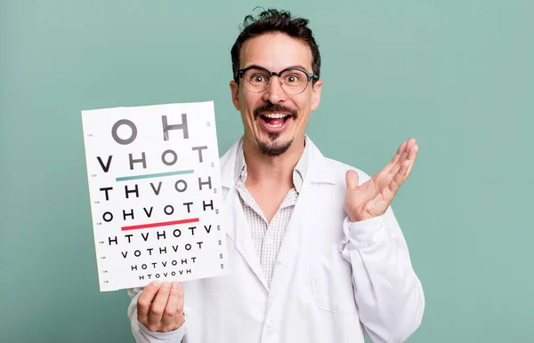Adult Man Feeling Happy Astonished Something Unbelievable Optical Vision Test — Foto Stock