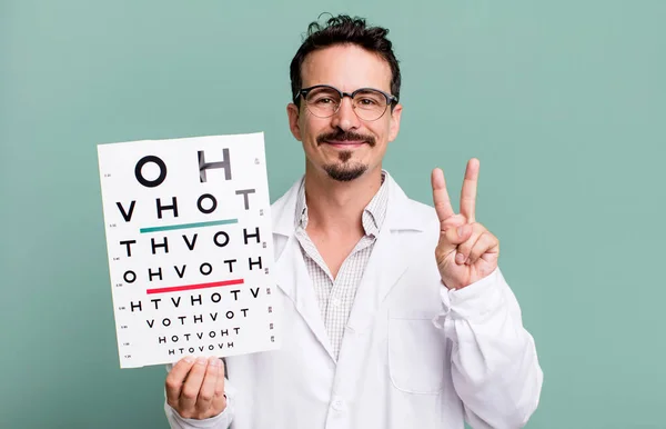 Adult Man Smiling Looking Friendly Showing Number Two Optical Vision — Foto de Stock