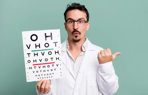 Adult Man Looking Astonished Disbelief Optical Vision Test Concept — Fotografia de Stock