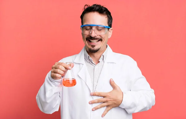 Adult Man Laughing Out Loud Some Hilarious Joke Scientist Concept — 图库照片