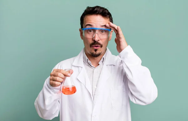 Adult Man Looking Happy Astonished Surprised Scientist Concept — Stockfoto