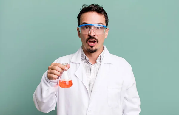 Adult Man Looking Very Shocked Surprised Scientist Concept — Stockfoto