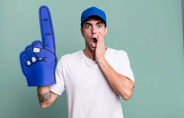 Adult Man Feeling Shocked Scared Number One Fan Concept — Stock Photo, Image