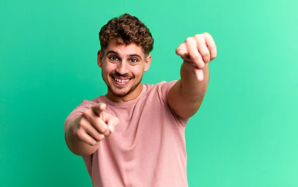 Young Adult Caucasian Man Feeling Happy Confident Pointing Camera Both — Photo