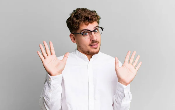 Young Adult Caucasian Man Looking Nervous Anxious Concerned Saying Fault — Stockfoto
