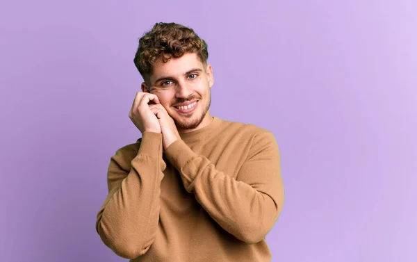 Young Adult Caucasian Man Feeling Love Looking Cute Adorable Happy — Stock Photo, Image