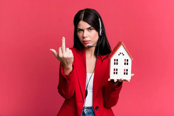 Feeling Angry Annoyed Rebellious Aggressive Real State Telemarketer Concept — Stock Photo, Image