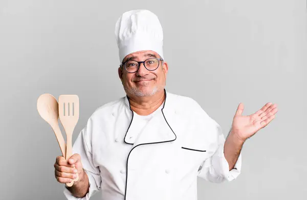 Middle Age Senior Man Feeling Puzzled Confused Doubting Restaurant Chef — Stock Photo, Image