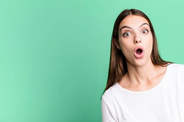 young pretty woman with a copy space to the side