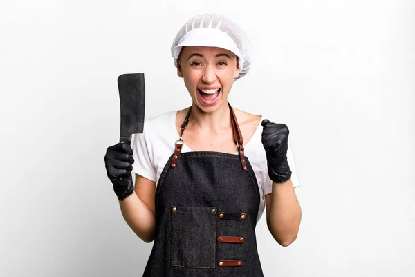 Shouting Aggressively Angry Expression Butcher Concept — Foto de Stock