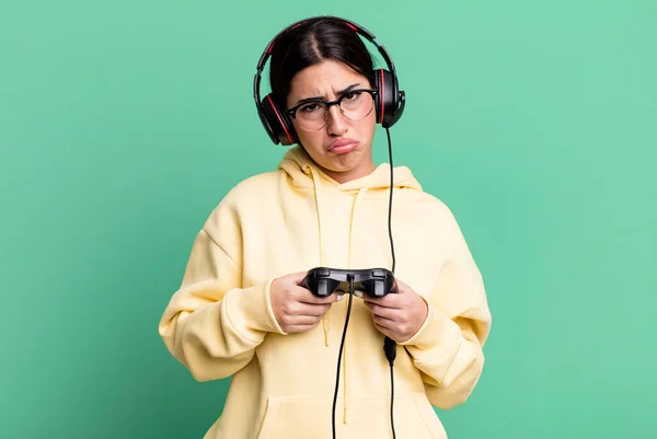 Feeling Sad Whiney Unhappy Look Crying Gamer Concept — Stockfoto