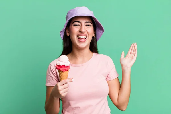 Feeling Happy Astonished Something Unbelievable Ice Cream Summer Concept — Stock Photo, Image