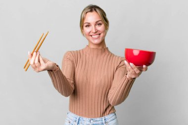 pretty caucasian woman having a diet flakes breakfast bowl