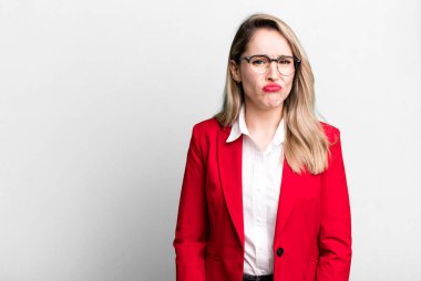 feeling sad and whiney with an unhappy look and crying. business concept