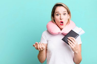 feeling extremely shocked and surprised. flight passenger concept