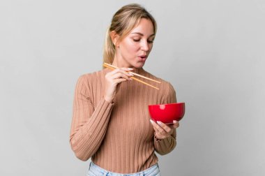 pretty caucasian woman having a diet flakes breakfast bowl