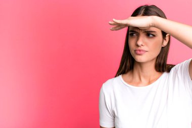 young pretty woman with a copy space to the side