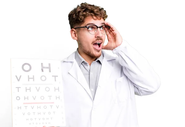 Young Adult Caucasian Man Feeling Happy Excited Surprised Optical Vision — Fotografia de Stock