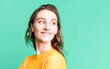 young pretty woman with a copy space