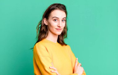 young pretty woman with a copy space