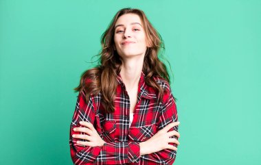 young pretty woman with a copy space