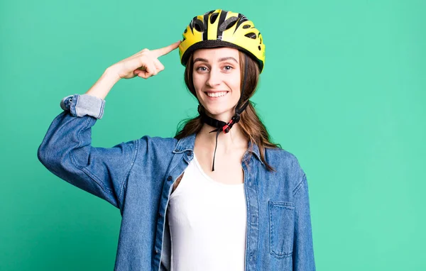 Young Pretty Woman Bike Helmet — Stock Photo, Image
