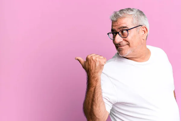 Middle Age Senior Man Blank Copy Space Side — Stock Photo, Image