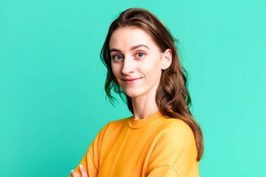 young pretty woman with a copy space