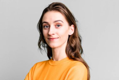 young pretty woman with a copy space