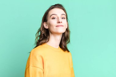 young pretty woman with a copy space