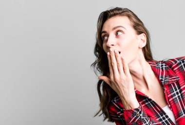 young pretty woman with a copy space