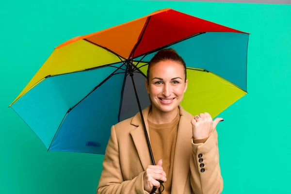 Young Pretty Woman Holding Umbrella — Stock Photo, Image
