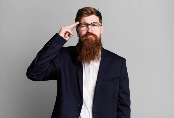 Homem Barba Longa Sentindo Confuso Perplexo Mostrando Que Você Louco — Fotografia de Stock