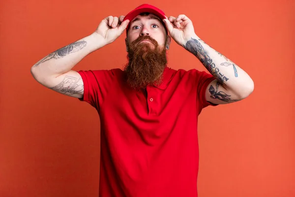 Junge Erwachsene Rote Haare Bärtig Cool Firma Mitarbeiter Mann — Stockfoto
