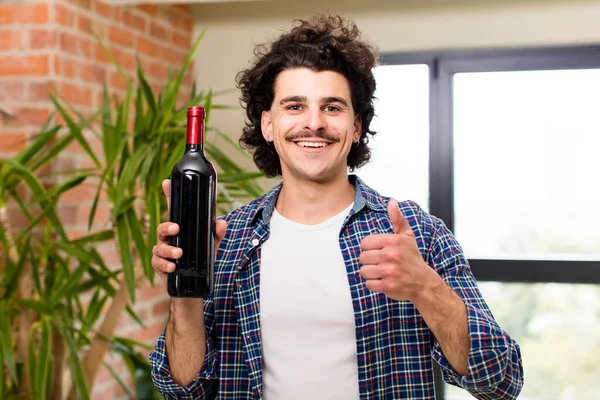 Young Handsome Man Celebrating New Home Home Interior — Stock Photo, Image