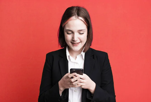 Young Pretty Businesswoman Using Her Smartphone — Stock Photo, Image