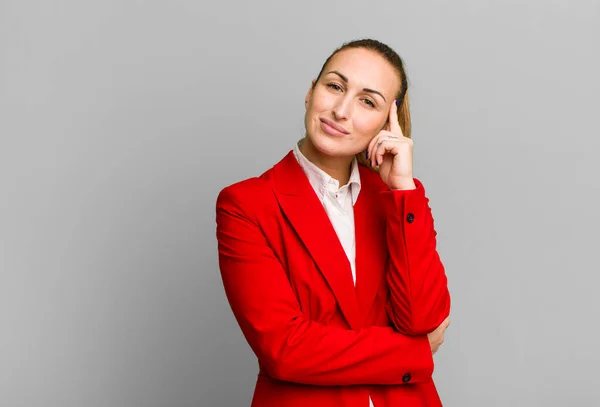 Young Pretty Businesswoman Wearing Red Blazer — Stock Photo, Image