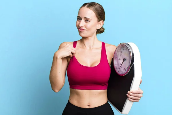 Caucasian Pretty Woman Looking Arrogant Successful Positive Proud Fitness Diet —  Fotos de Stock