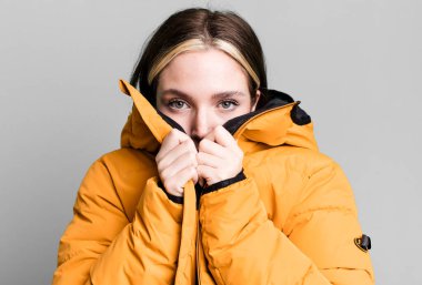 young pretty woman wearing an anorak