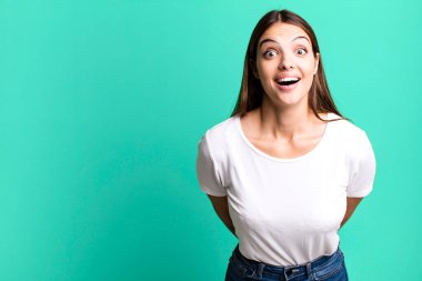 young pretty woman with a copy space to the side