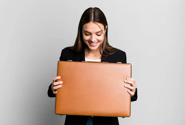 Young Pretty Businesswoman Suitcase — Stock Photo, Image