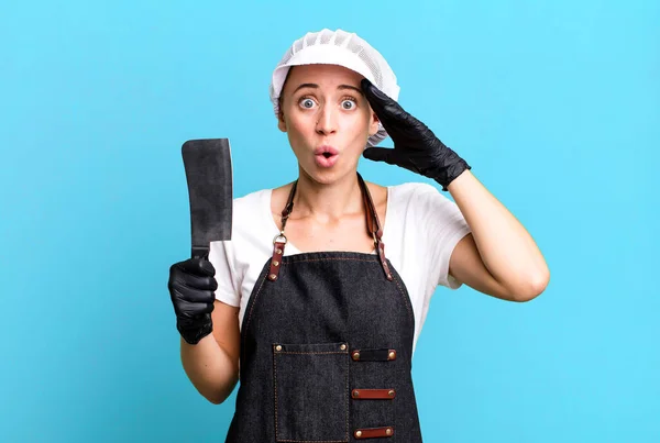 stock image looking happy, astonished and surprised. butcher concept