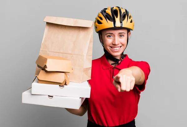 Pointing Camera Choosing You Fast Food Delivery Take Away — Fotografia de Stock