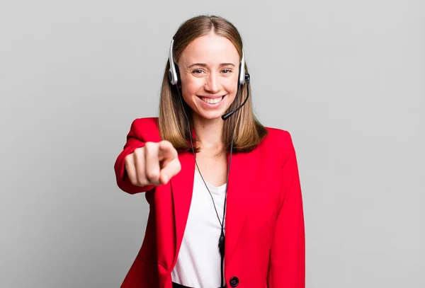 Pointing Camera Choosing You Telemarketer Concept — Stockfoto