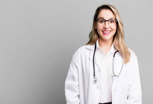 Looking Happy Pleasantly Surprised Medicine Student Physician — Stock Photo, Image
