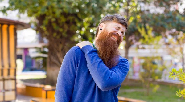 Red Hair Bearded Man Feeling Tired Stressed Anxious Frustrated Depressed — Stock Photo, Image